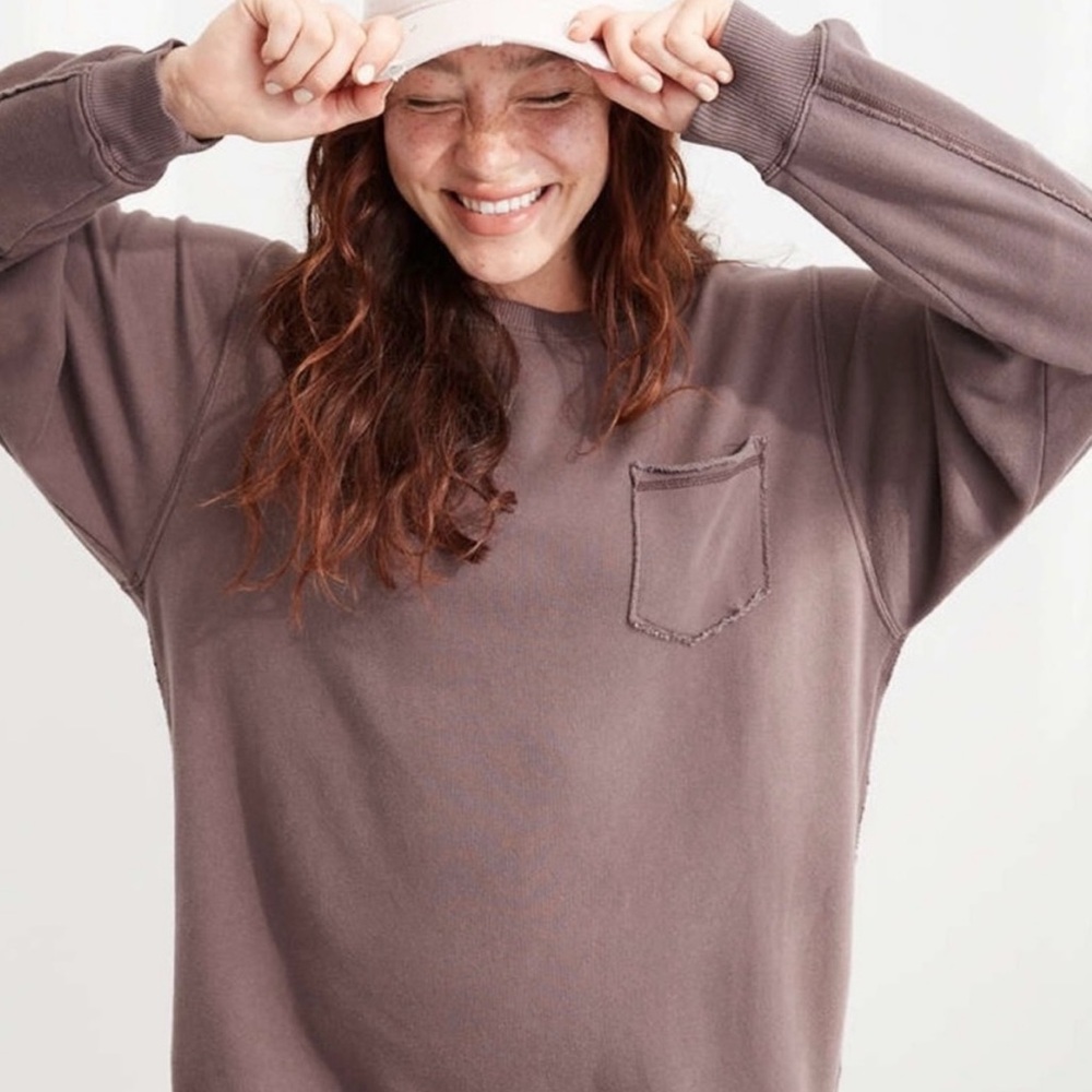 AERIE The Sweat Everyday Cozy Crew Neck Sweatshirt - Picture 2 of 3